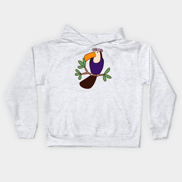 Flower Crown Toucan Kids Hoodie by saradaboru